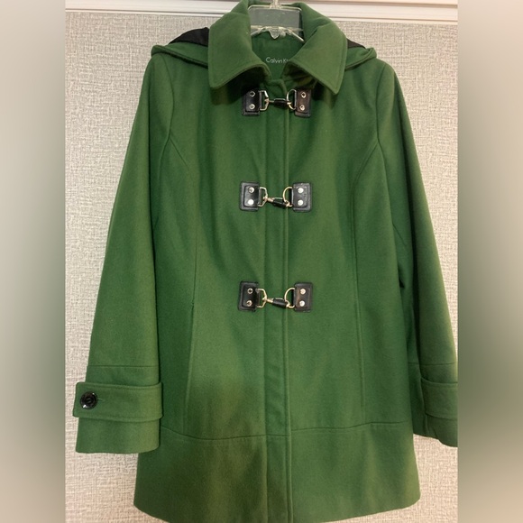 Calvin Klein Women's Forest Green Toggle Pea Coat - Picture 1 of 9